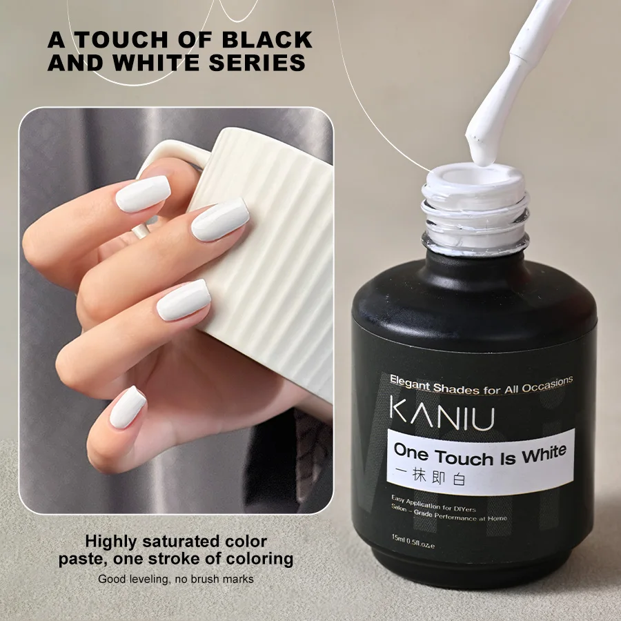 

Kaniu 15ml Black White Colors Nail Gel Polish Semi Permanent Soak Off UV LED Gel Varnish Nail Art Design Manicure Tools