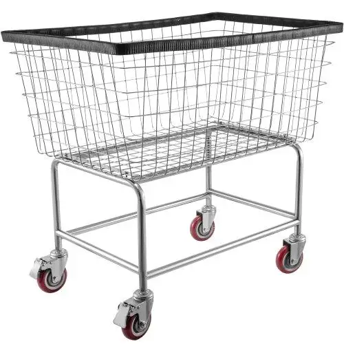 Heavy-Duty 4.5 Bushel for laundry Cart with Wheels - Chrome Steel Frame, 35x15.7x22, 5 Easy-Move Casters