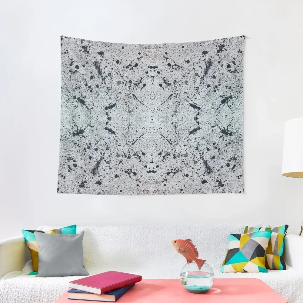 

Black & White Acrylic Splatter Reflected Twice Tapestry Funny Aesthetics For Room Carpet On The Wall Tapestry