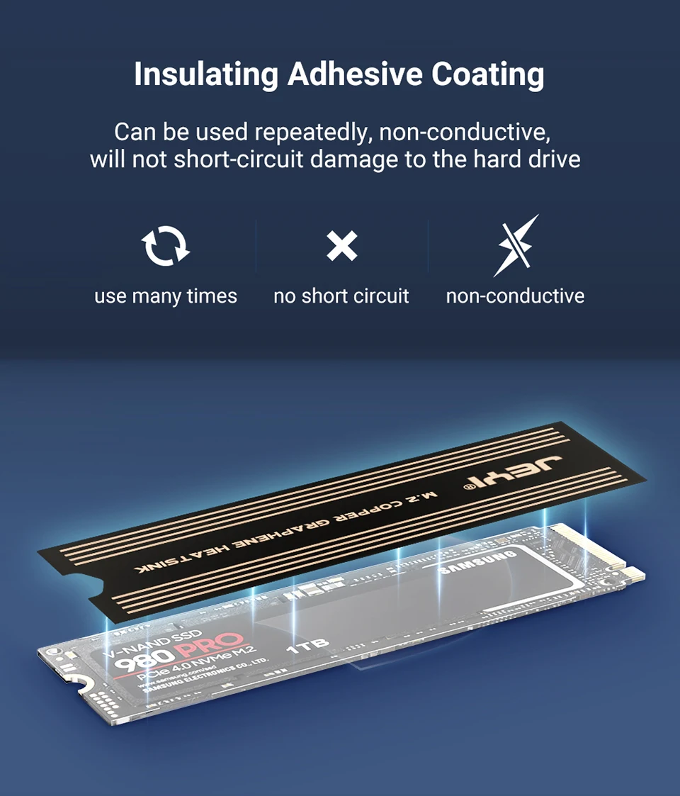 M.2 SSD Heat Sink Dual-Layer Graphene and Copper Foil Design Cooler Radiator for Laptop PC for NVMe NGFF 2280 Solid State Drives
