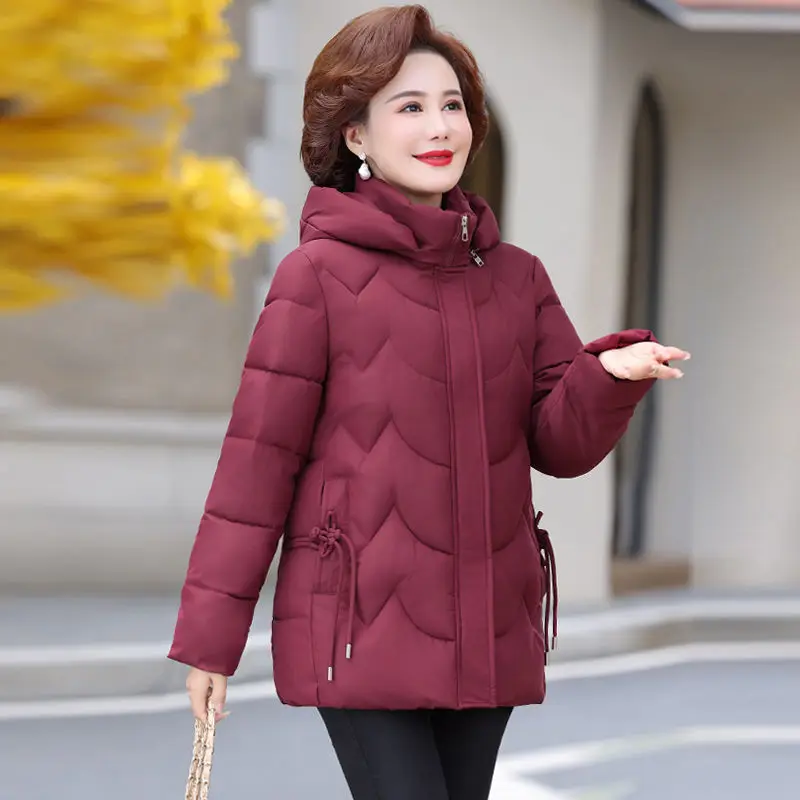 Middle-Aged Elderly Women Winter Padded Cotton-Padded Clothes Mother New Fur Collar Cotton- Keep Warm Ladies LX404