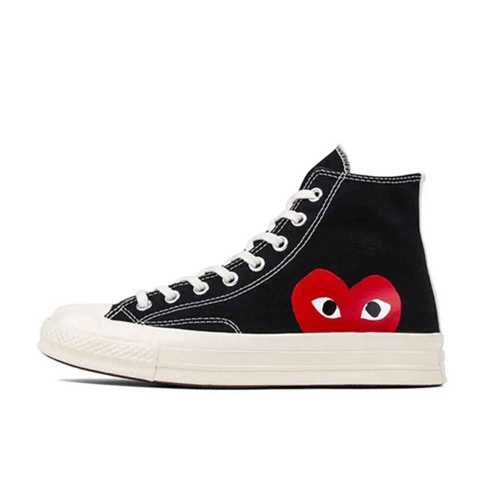 Converse Black 1970s Chuck Taylor All Star X CDG High Love Co-Branded Canvas Shoes Men's and Women's Fashion Board Shoes