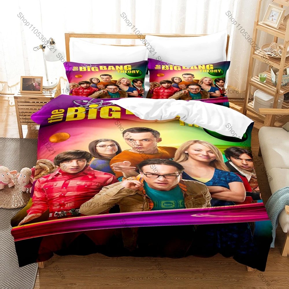Cool The Big Bang Theory 3PCS Bedding Set Sheldon Leonard Print Microfiber Duvet Cover 2Pillowcases No Inner Core