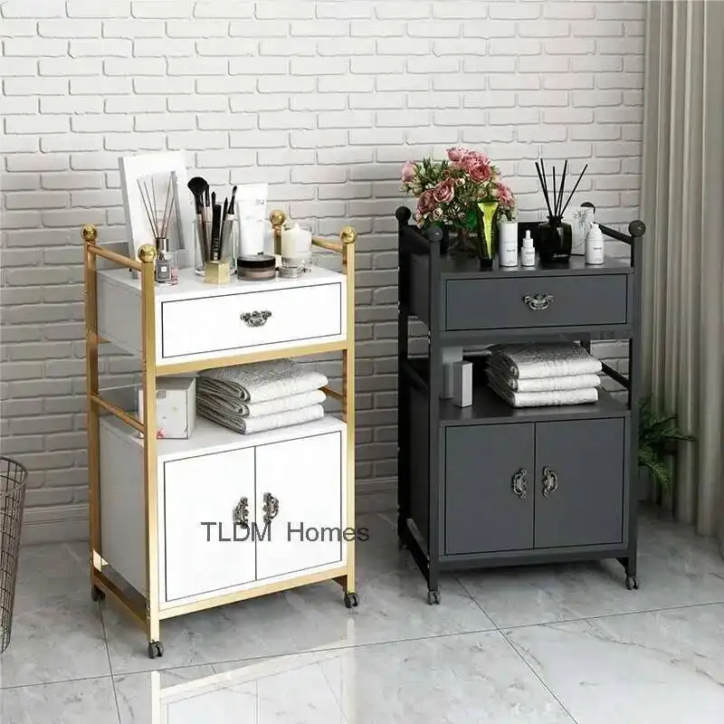 aesthetic Manicure barber Cart hair wheels, extension handcart storage furniture, portable used for folding services, eyelash