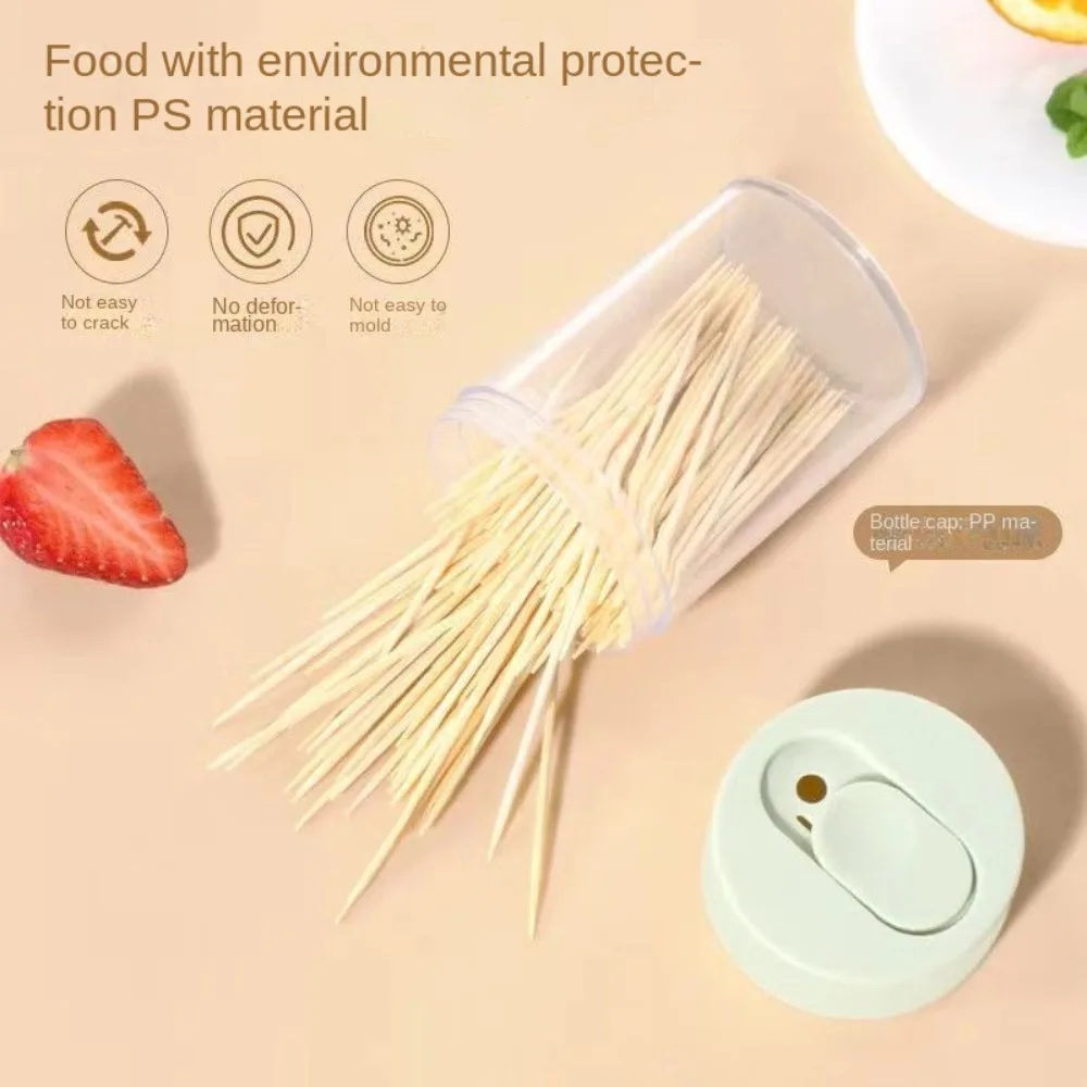 Flip Over Carbonized Bamboo Toothpick Double Head with 500 Natural Wood Toothpicks Teeth Cleaning Tool Portable Home Decoration