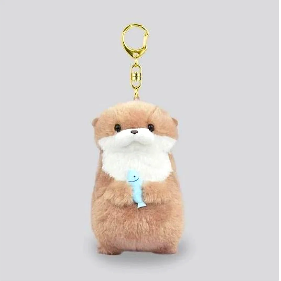 Cute Otters Holding Fish Plush Doll Keyrings Lightweight Hanging Pendant Props For School Bag Key Wallet Doll Toy Gifts 11cm