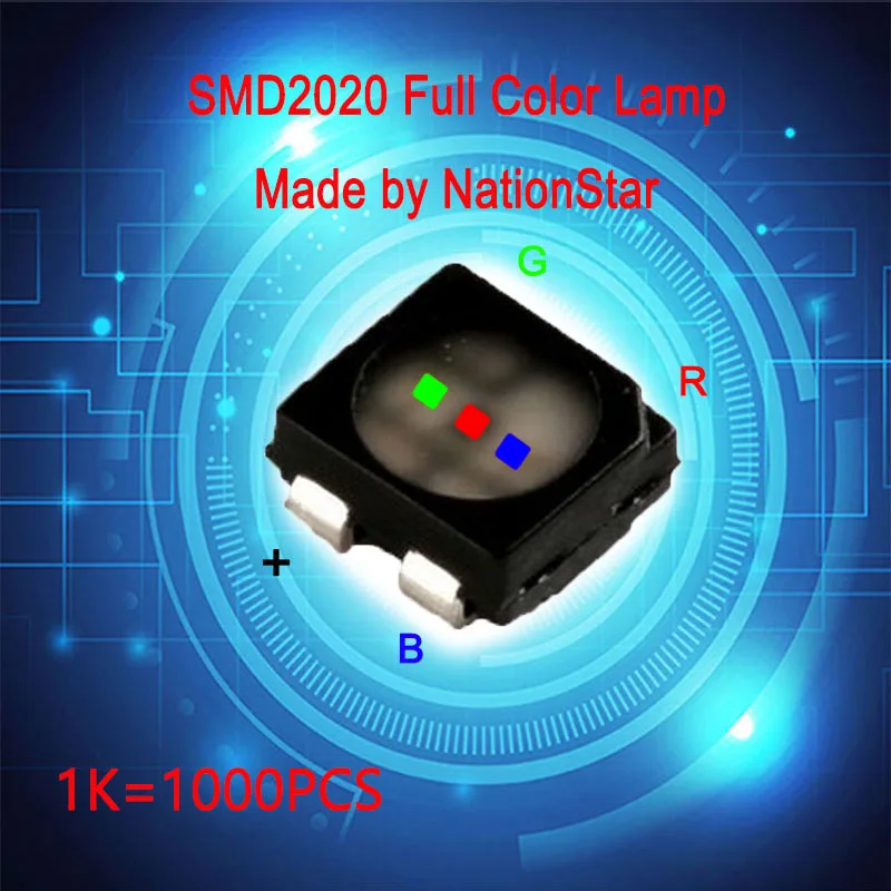 NationStar SMD2020 full color LED lamp of four feet used for LED display maintenance，Indoor RGB components for display