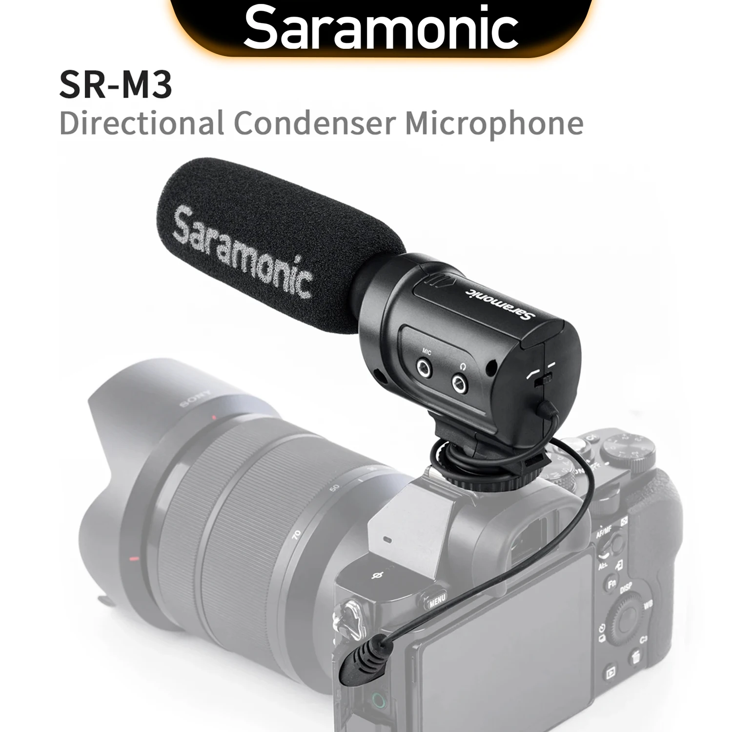 Saramonic SR-M3 Professional Condenser On-camera Shotgun Microphone for DSLR Cameras Camcorders 3.5mm TRS Recording Youtube Mic