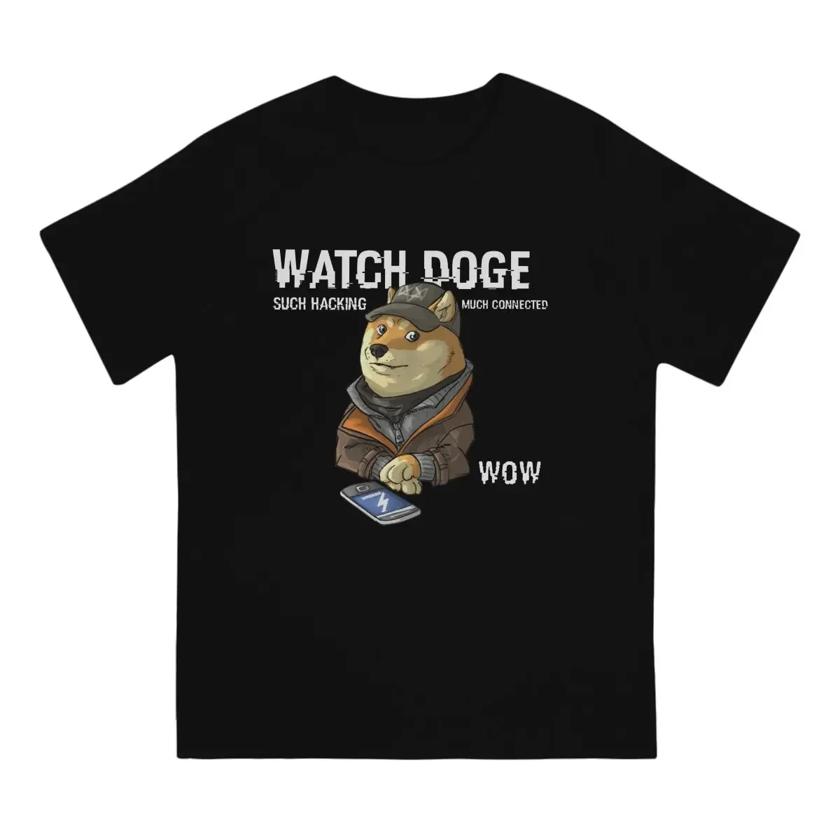 Leisure Watch Dogecoin T-Shirts Men Round Collar Cotton T Shirt Cryptocurrency Art Short Sleeve Tee Shirt Birthday Present