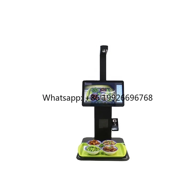

AI Food Recognition Vision Touchless Checkout System Self Checkout Machine Kiosk with Scale Barcode Scanner Kiosk