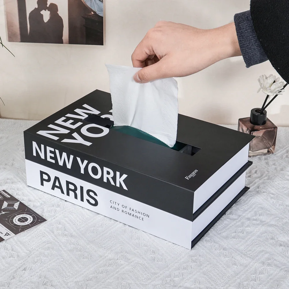 

Luxury Book Style Tissue Box Napkin Holder Case Paper Box Container Fashion Hotel Storage Box Home Table Decoration Ornaments