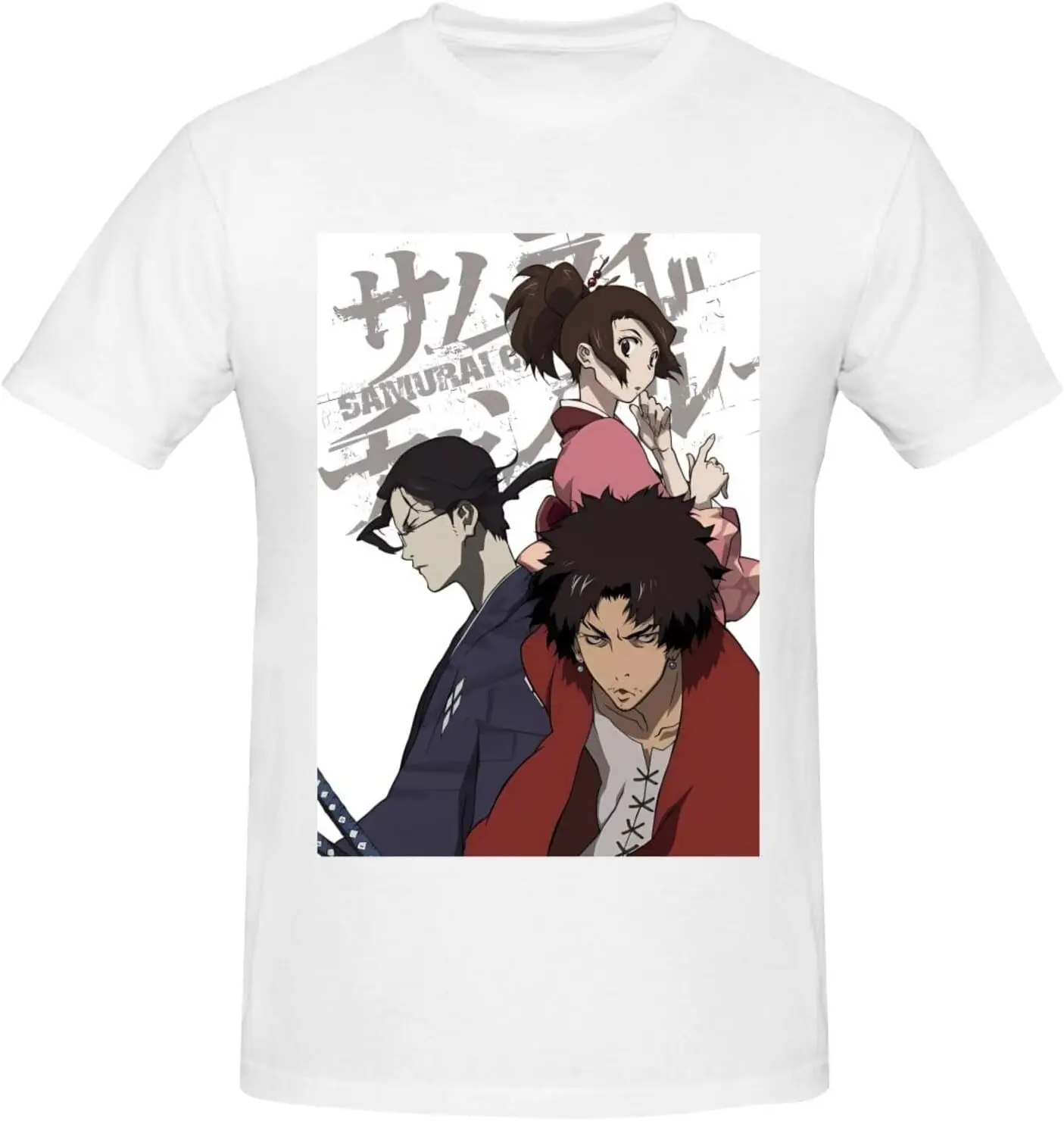 Samurai Anime Champloo Shirt Men's Breathable Custom Cotton Short Sleeve Tshirt Fashion Casual Tops Tees Black