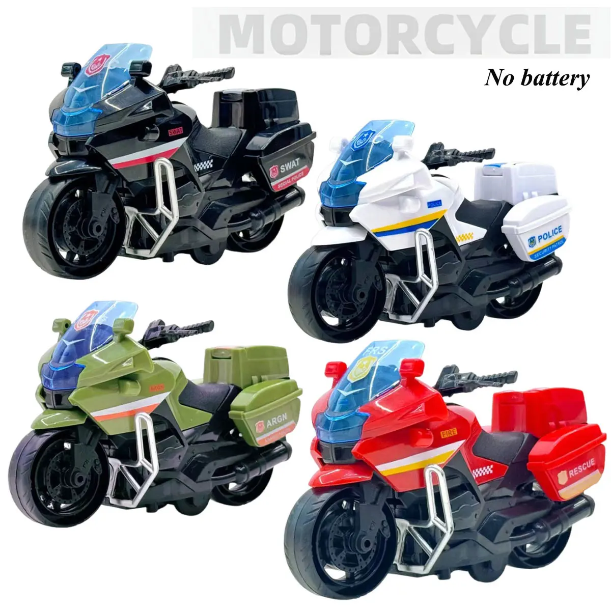 1Pc Children Inertia Motorcycle Fire Boys Play Car Toy Dinosaur City Service Motorcycle Random Body Patter or Color Vehicle Gift