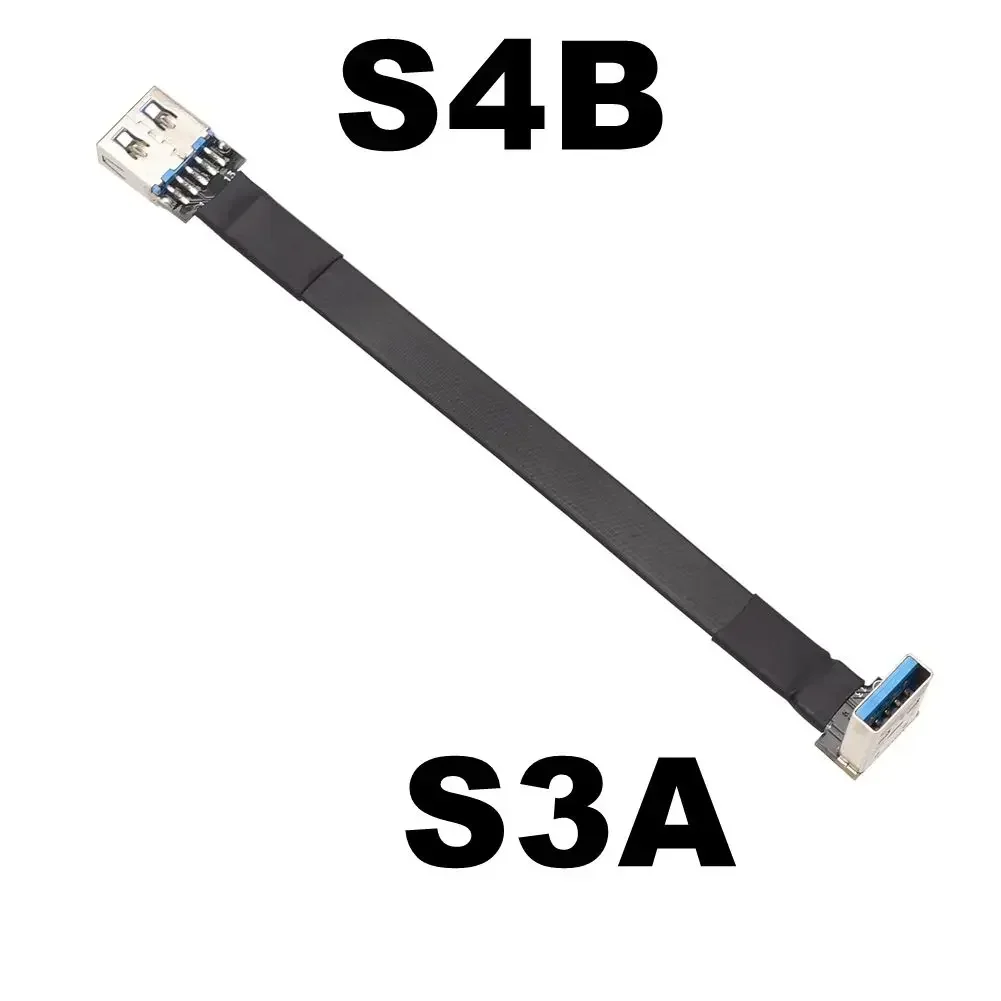 ADT USB 3.0 A męski na żeński ultracienki przedłużacz FPV FPC z płaską taśmą typu A żeński na męski adapter USB 3.0 podwójny kąt 90