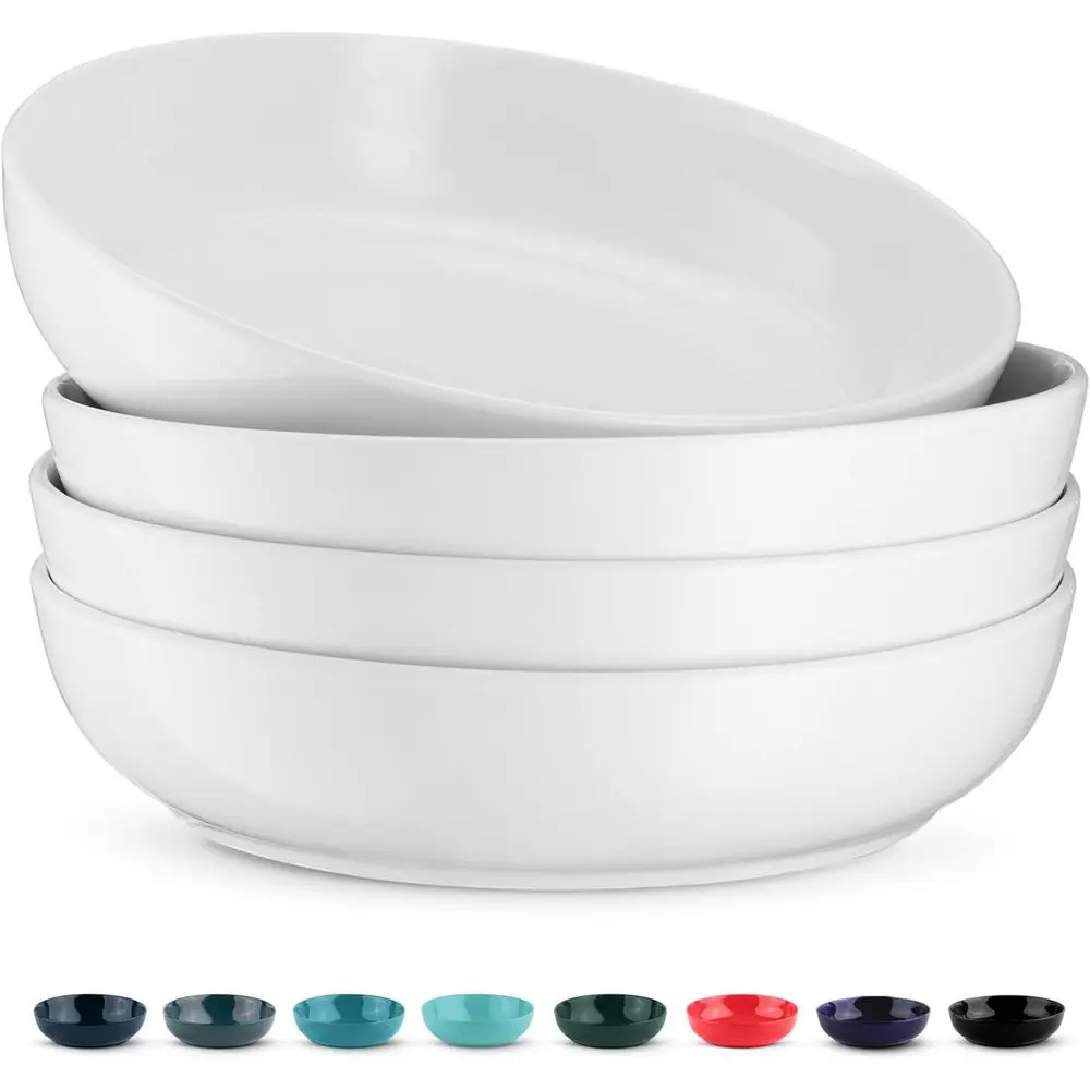 4-Piece White Pasta & Serving Bowls, 40 Oz, Microwave & Dishwasher Safe