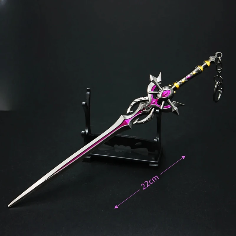 22cm/8.66in Genshin Impact Sword of Corruption keychain Accessories katana knife Metal Sword Weapon Model Craft Gift Toy for Boy