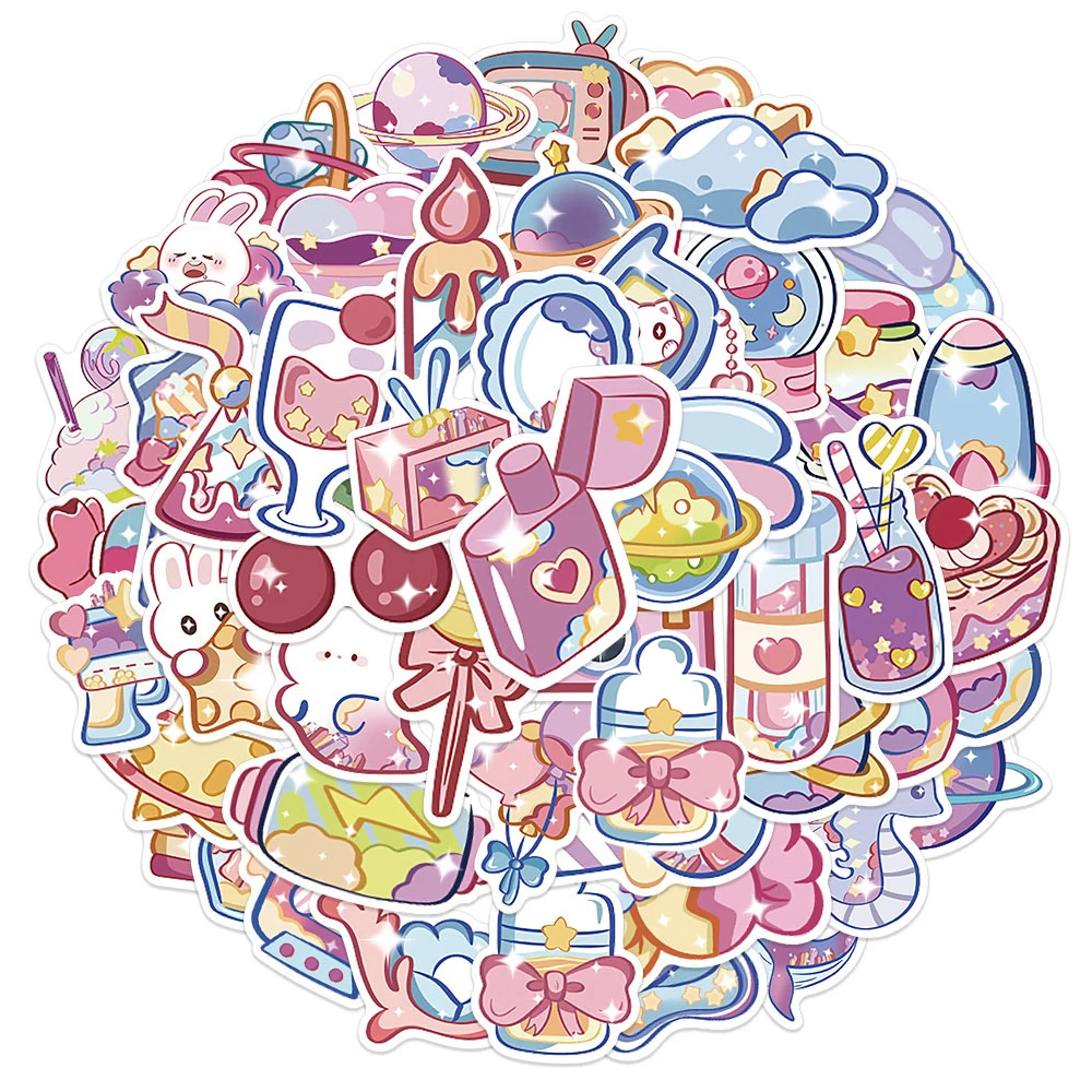 

10/30/50pcs Cute Purple Glitter Galactic Phenom Stickers Kawaii Cartoon Creative Decals Scrapbook Laptop Phone Sticker Packing