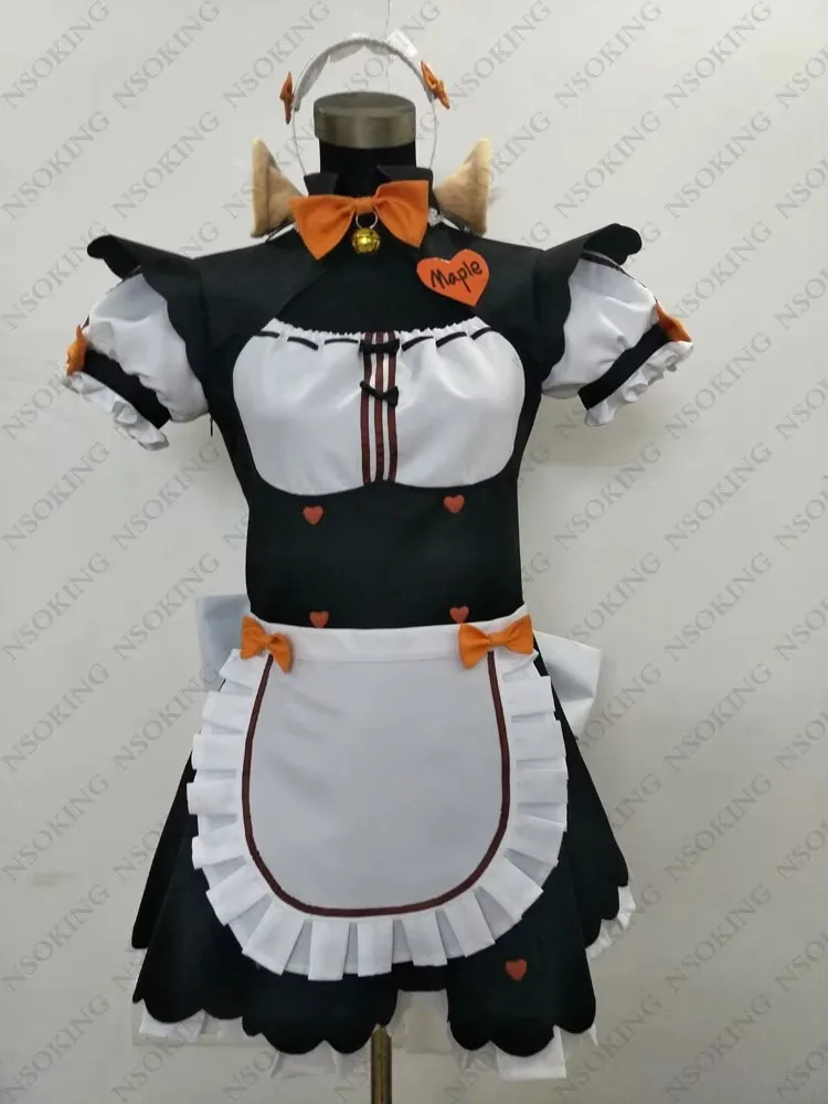 NEKO PARA Chocolat Maple Cosplay Vanilla Coconut Azuki Maid Dress Costume with Tail Custom Size image 3