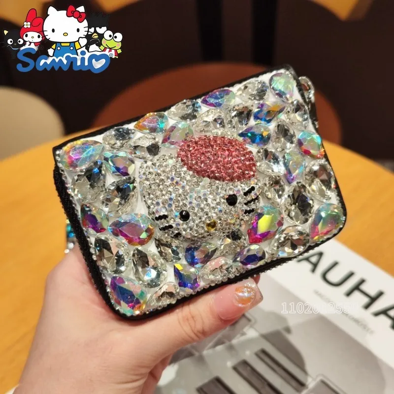  Hello Kitty New Diamond Card Holder Cartoon Cute Women's Card Holder Fashion Trend Large Capacity Credit Card Holder