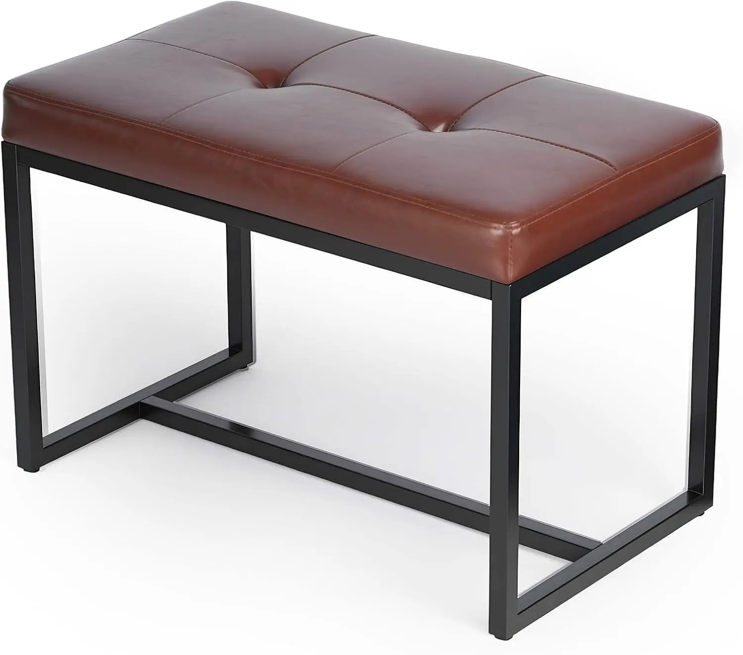 

Modern Ottoman Bench, Faux Leather Vanity Stool Chair For Vanity, Small Bench With Metal Frame, Rec Foot Rest Stool For