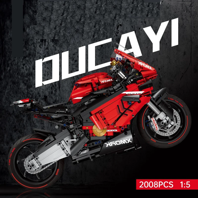 Décennie s de construction de moto Ducatis V4S pour adultes et enfants, véhicule de course de vélo de ville, jouets en briques, cadeaux techniques pour garçons, 2008 pièces