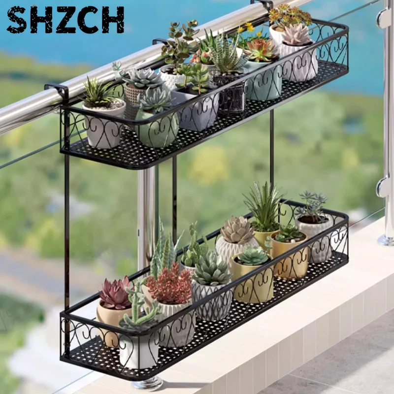 多層式バルコニー用植物スタンド、吊り下げ式フラワーラック、省スペース窓用レール、植物用スタンド