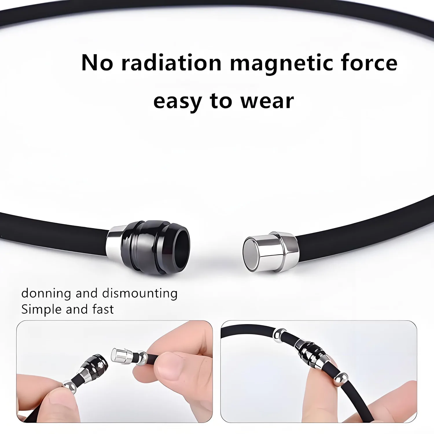 ARADOO Sport Necklace for Men Women with 2000 Ions Negative Ion Silicone Titanium Steel Power Collar Jewelry Gifts