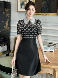 Summer Sweet Black Formal Occasion Short Dress Women Clothes  Elegant Luxury Short Sleeve Slim Mini A-Line Party Prom Vestidos