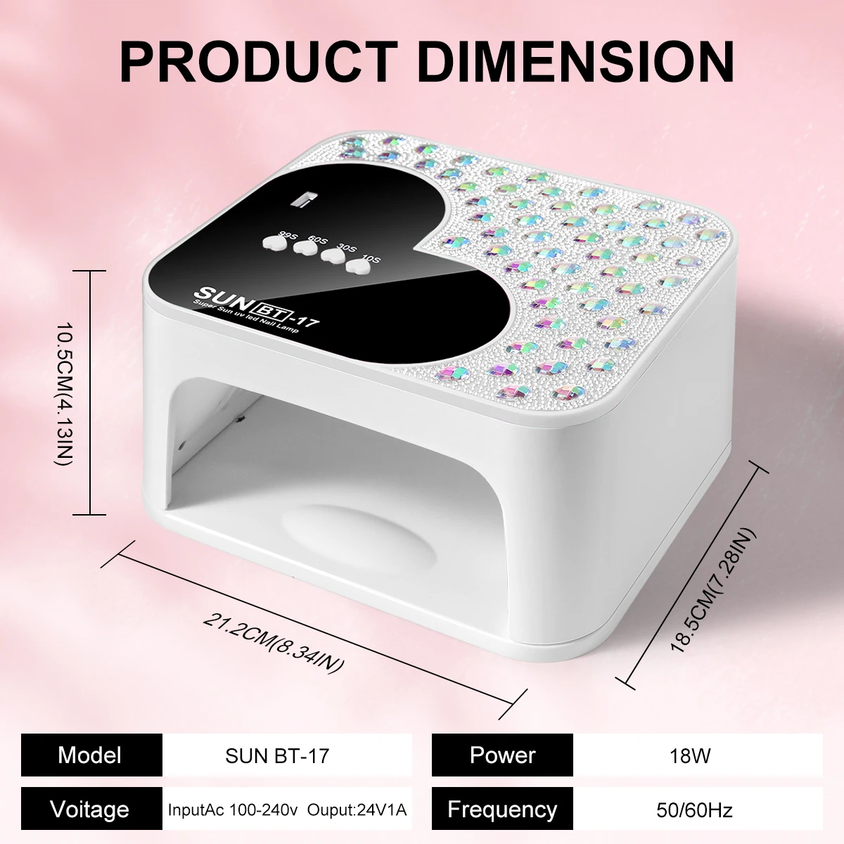 プロ用ネイルドライヤー 45LED UVネイルランプ 4つのタイマーとセンサー設定付き ネイルサロンツール用ネイルポリッシュ硬化ライト