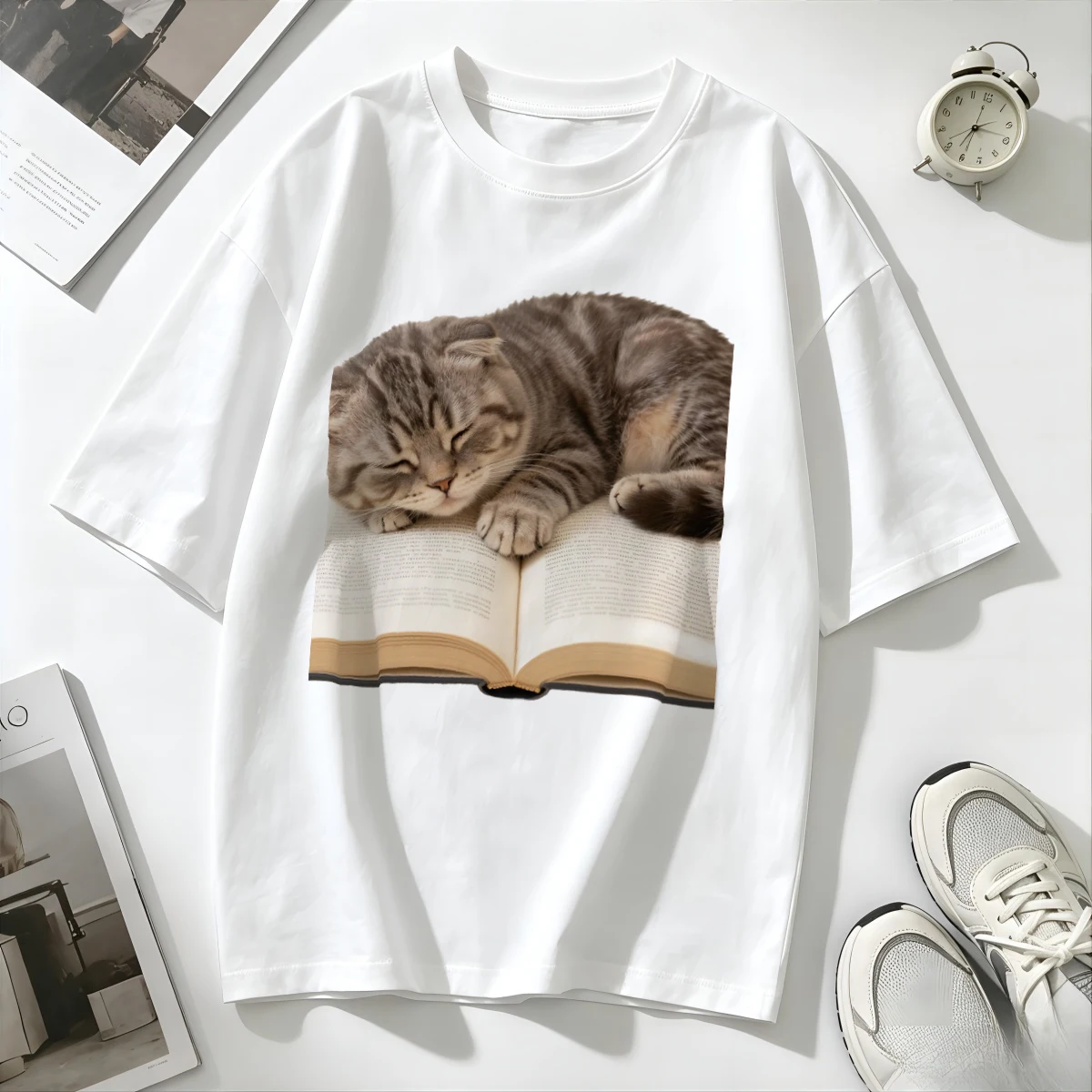 T-shirt à motif animalier, coupe classique, pour un usage quotidien, absorbant l'humidité, respirant, flatteur, infroissable, tendance