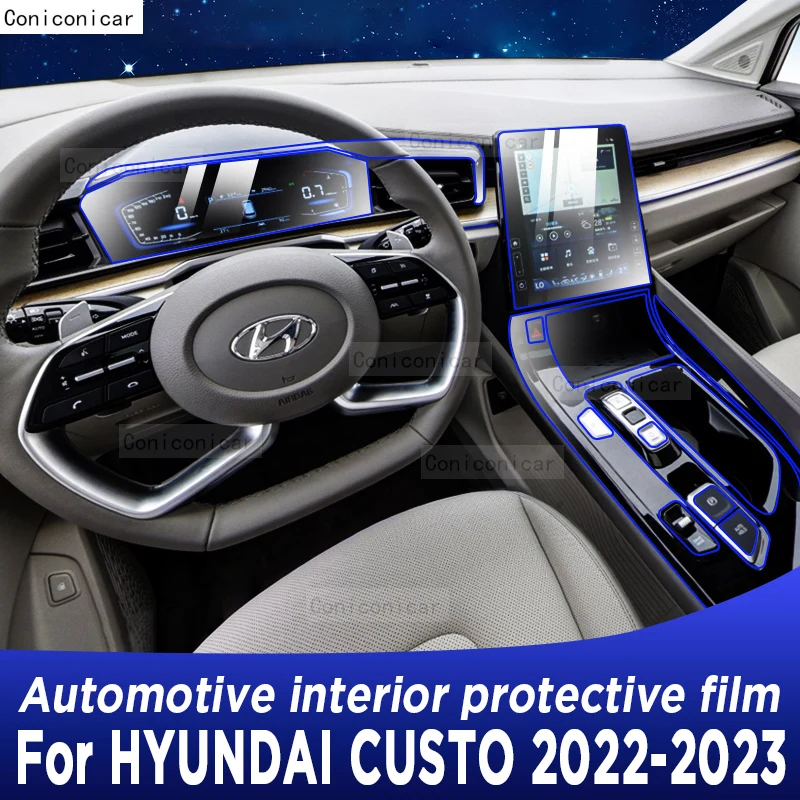 

For HYUNDAI CUSTO 2022 2023 Navigation Center Console Gear Panel Screen TPU Car Interior Protective Film Anti-Scratch Sticker