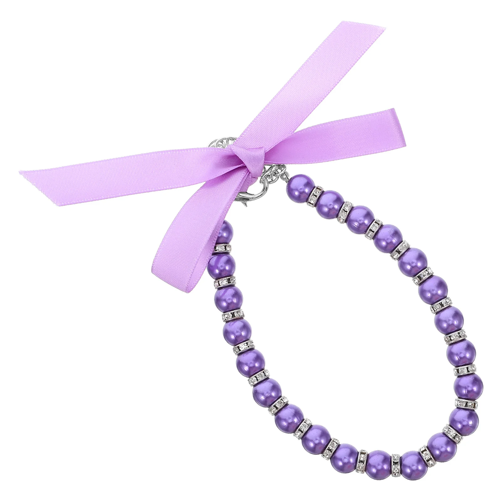

Cat Necklace Imitation Pearls Bling Accessories Ribbon Bow Pet Jewelry Suitable Holidays Costume Events