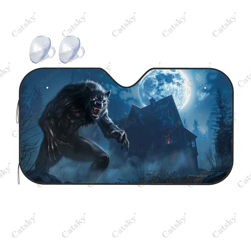 Terrifying Werewolf Car Windshield Sunshade, Front Auto Car Windshield Sun Shade Blocks Uv Rays Sun Visor Protector