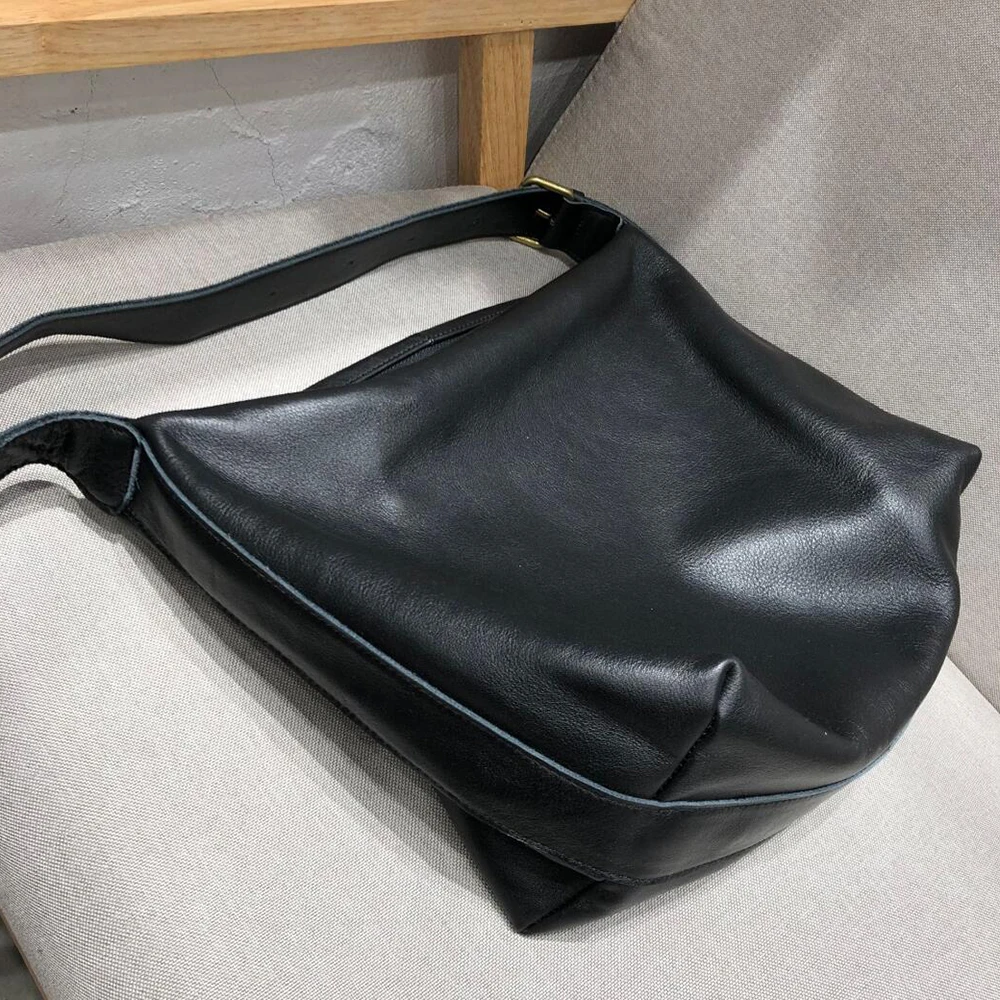Leather Women Casual Shoulder 100% Natural Cowhide Large Capacity Shopper Bag Big Soft Crossbody Bag Female Tote