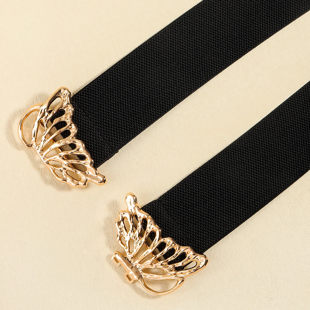 Fashion women\'s butterfly belt elastic elastic buckle waist seal decorative shirt dress waist trim
