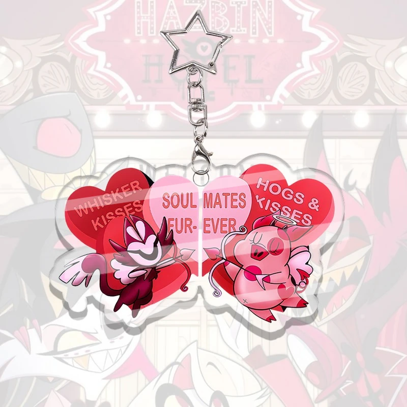 Hazbin Hotel Acrylic Keychain Kawaii Alastor Angel Dust Velvette Niffty Vaggie Backpack Bag Pendant Accessories Birthday Gift view 4
