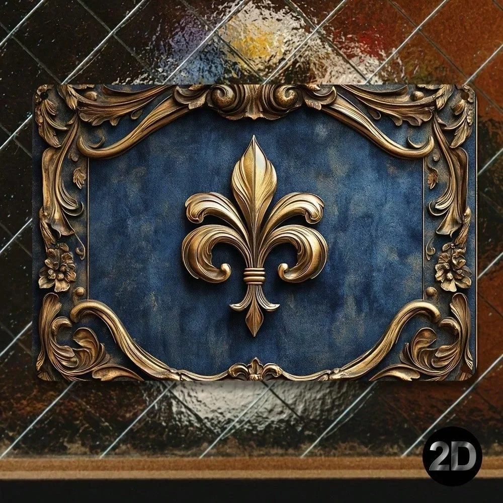 

【2-in-1 Art Deco Decor】Vintage Fleur De Lis Metal Tin Sign 12"x8" for Valentine's Day & Ramadan 2026, Retro French Country Wall