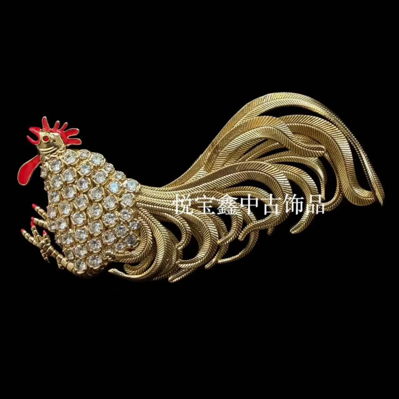 Vivid animal brooch plain gold  inlaid zircon temperament  rooster 3D brooch jewelry elegant  jewelry