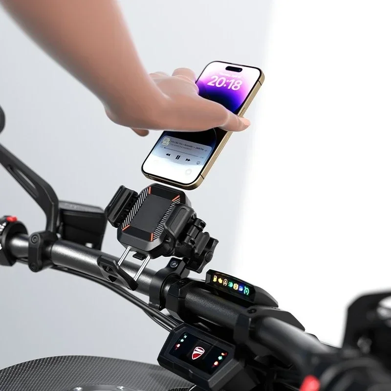Motorcycle mobile phone holder, electric vehicle shock absorption, anti-theft telescopic navigation mini bracket