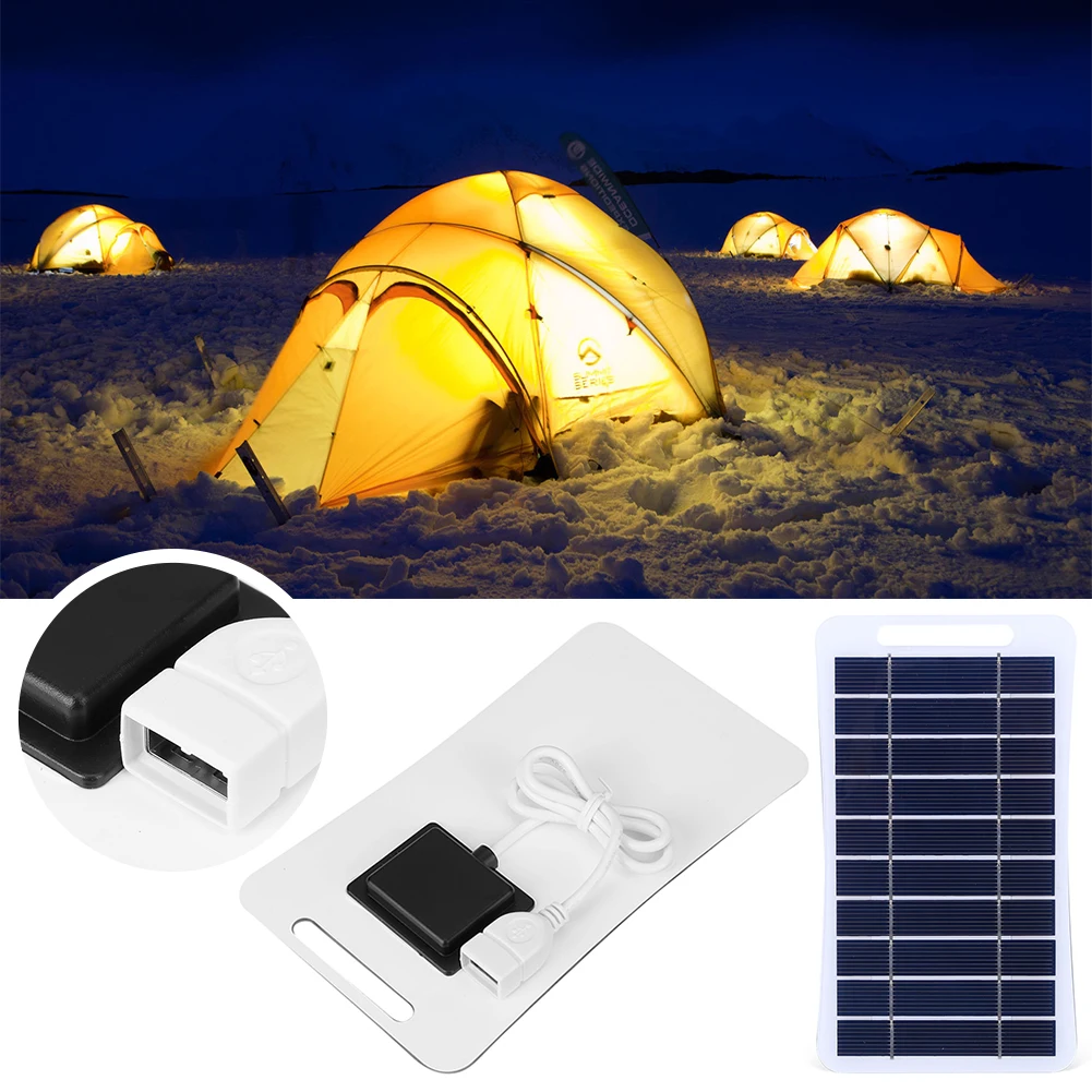 

2W 5V Solar Cell Panel USB Battery Charger Power Emergency Panel Waterproof Phone Power Bank for Camping Backpacking Hiking