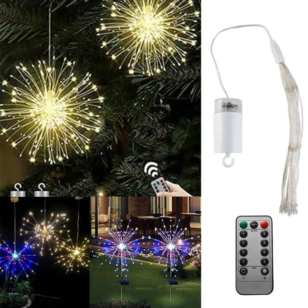 

Battery Powered 8 Modes Firework Lights Copper Wire Dimmable Fairy String Lights 120 LED Waterproof Led Starburst Lights Indoor