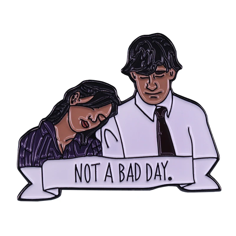 The Office Sweet Jim and Pam Enamel Pin ''Not A Bad Day'' That's the beginning of their romance!