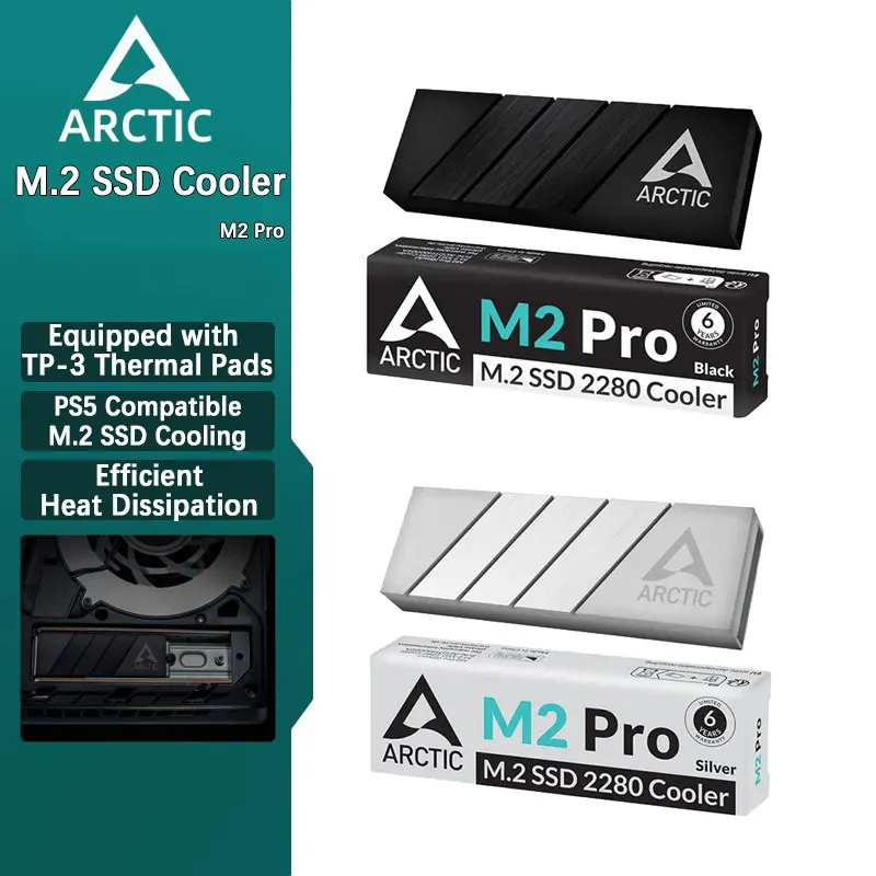 ARCTIC M2 Pro SSD冷却フィン（デスクトップPC用）。2280 NVMe M2対応、金属製の冷却シートで、ハードディスクの温度を制御します。