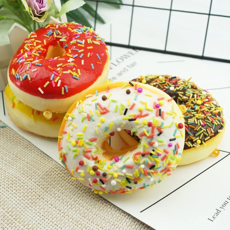 10CM Artificial Donut Food Chocolate Cake Sweet Roll Artificial Mini Squishy Donut Simulation Model Photography Decoration Props