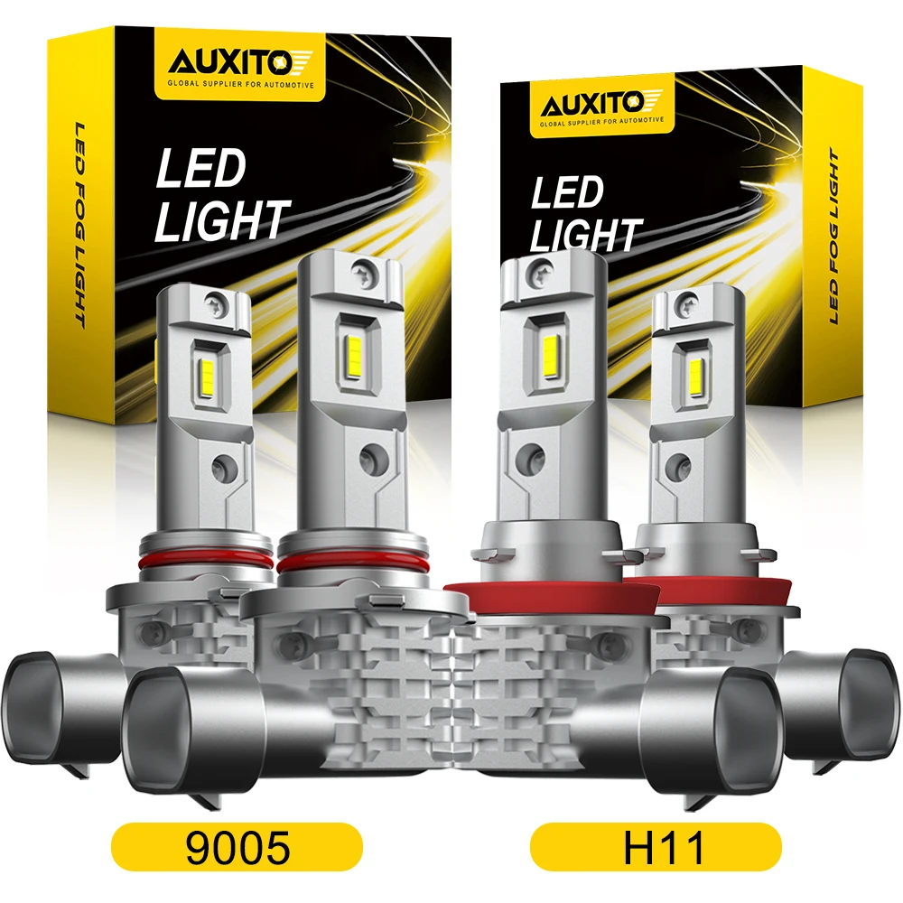 AUXITO 2Pcs 9005 H11 LED Headlight Combo High Low Beam Bulbs Kit Super White Bright Lamps Car Fog Light DRL 12V Canbus 6500K