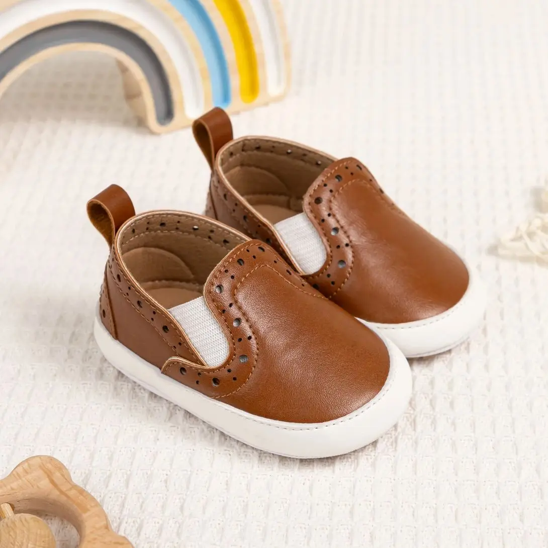 

KIDSUN Fashion Casual Slip On Baby Shoes Boys Girls Infant Rubber Non-Slip Soft Sole Toddler Crib First Walker Pu Loafers Shoes