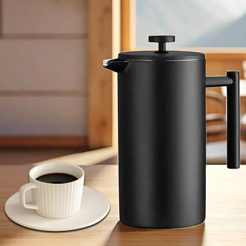 

French Press Coffee Maker tainless Stainless Steel Filter Belwares 20oz Double Walled Insulated Coffee Press Keeps Drinks Hot