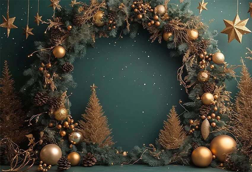 Mehofondการถ่ายภาพฉากหลังผนังสีเขียวGoldenคริสต์มาสเด็กPortrait Baby Shower Xmasเกล็ดหิมะดาวพื้นหลังPhotozone