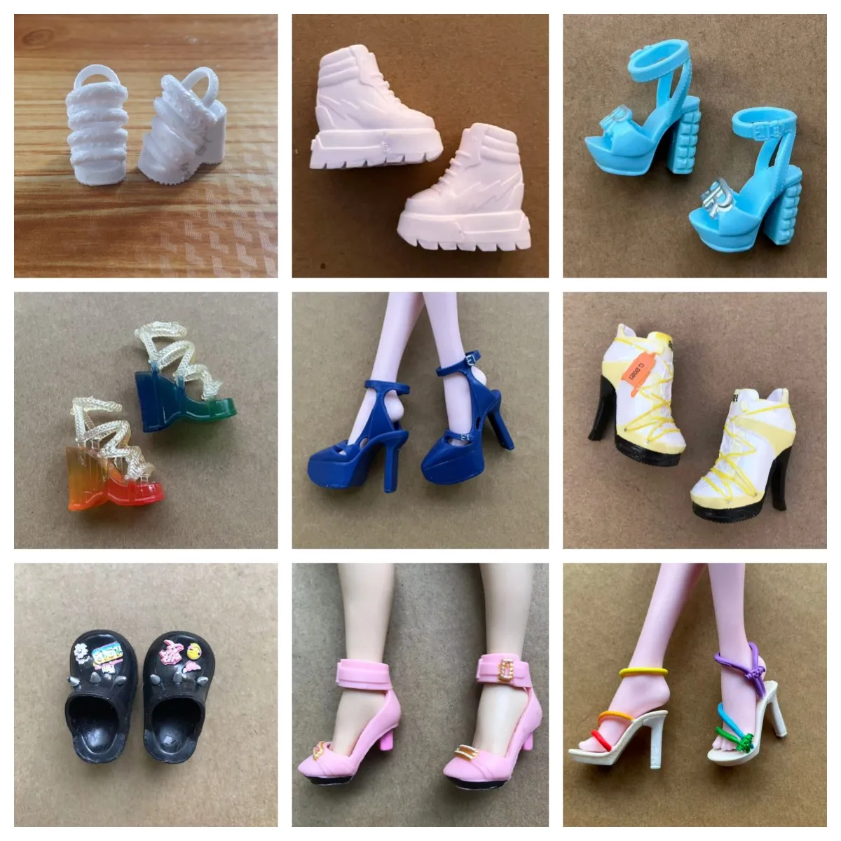 Rainbow Doll Sandals Original 1/6 Doll Shoes White Clear Blue Black Orange Color Doll Accessories