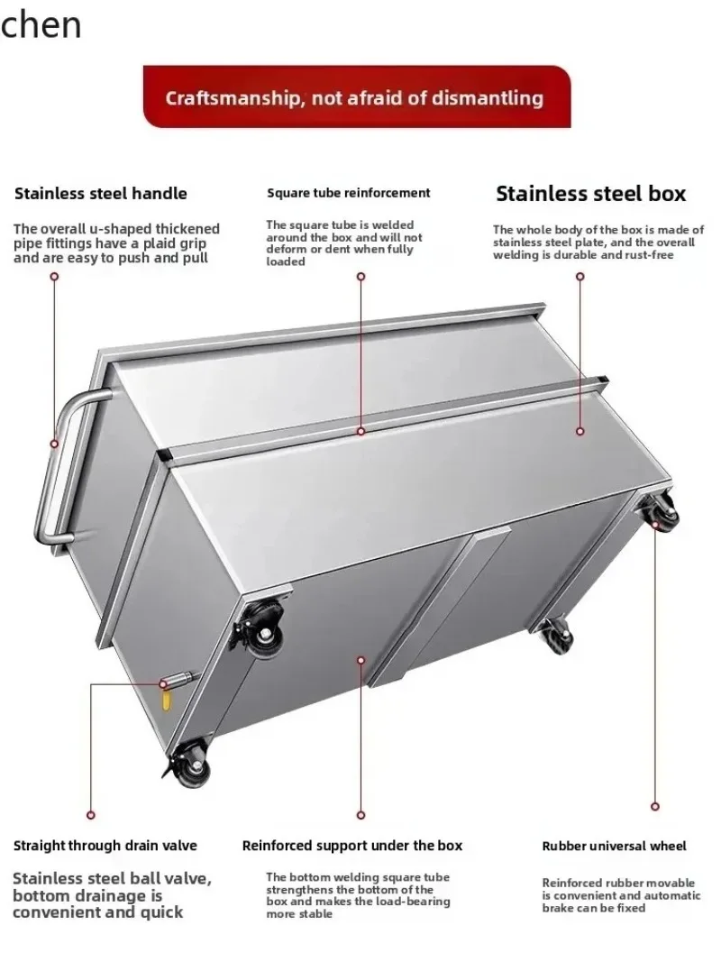 Square Water Storage Tank Industrial Water Storage Bucket Mobile Trolley Soaking Pool Braised Cooking Bucket